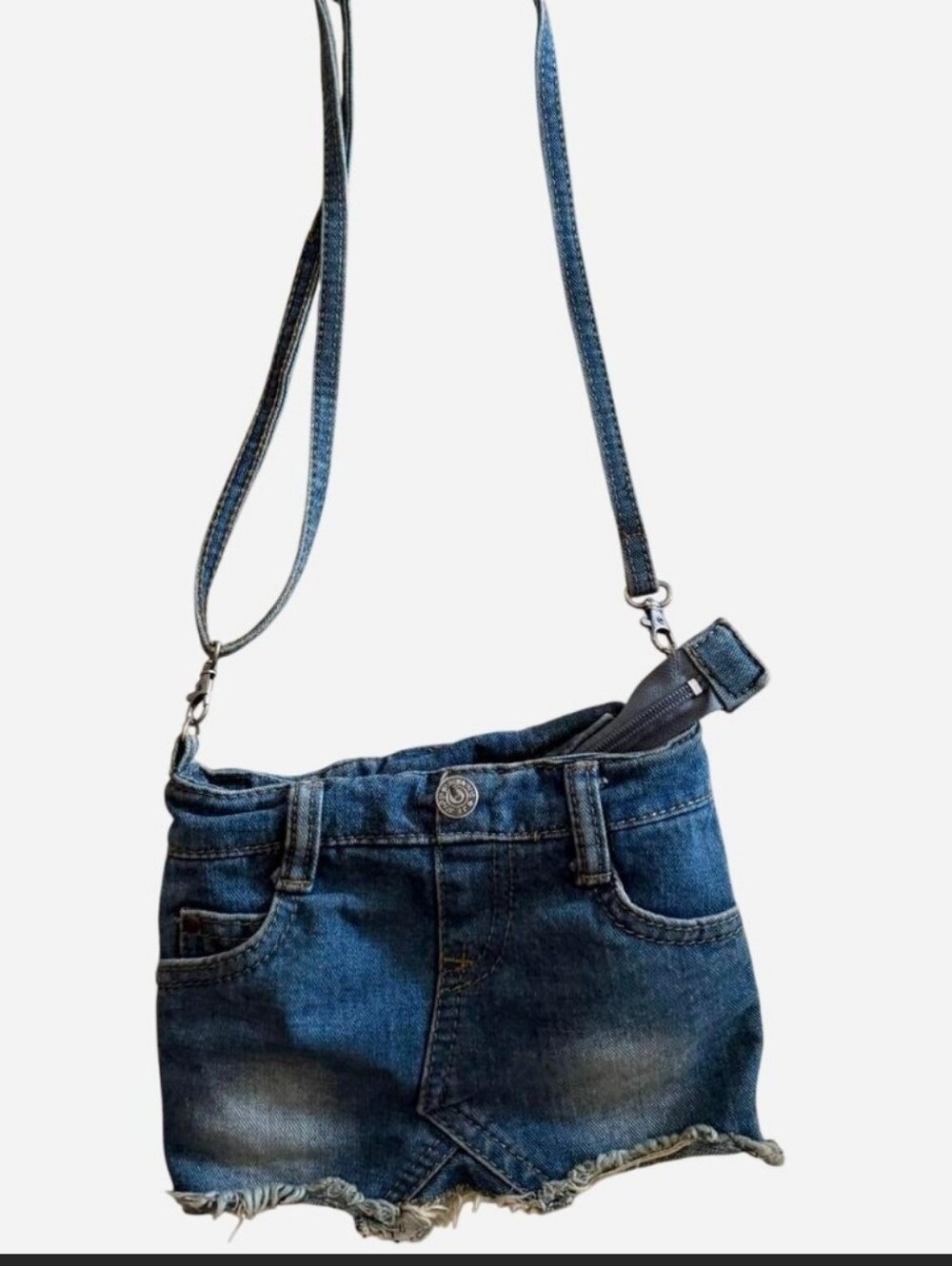 Denim Overalls Crossbody Bag in Blue
